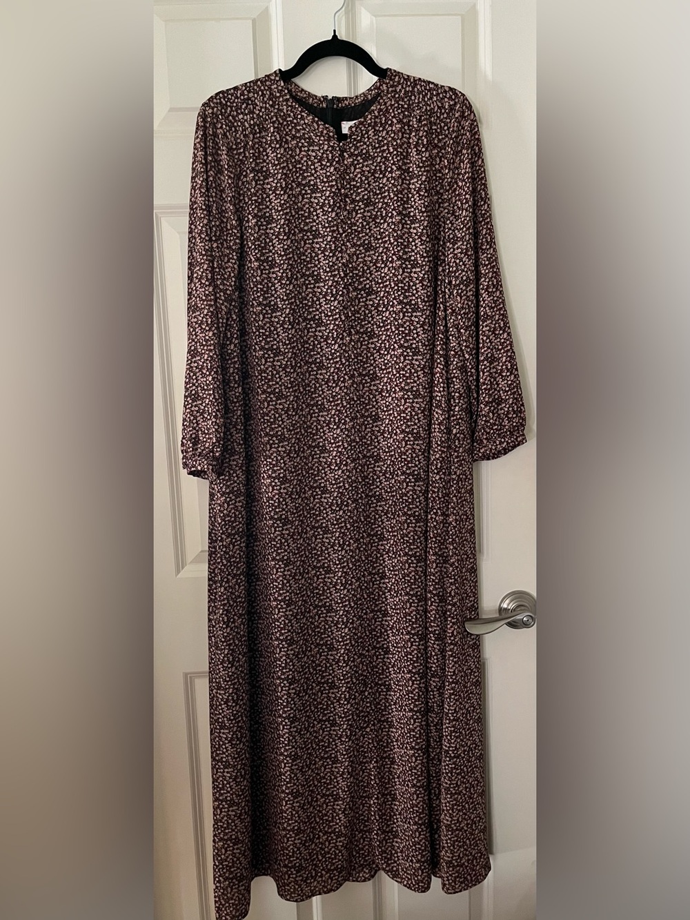 HATCH x J.Crew Floral Caftan Maxi Dress Burgundy Long Sleeve Size M/L boho